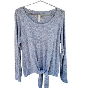 Allison Joy Sweater Tie Front Marled Gray Womens Size S Lightweight Top Rayon